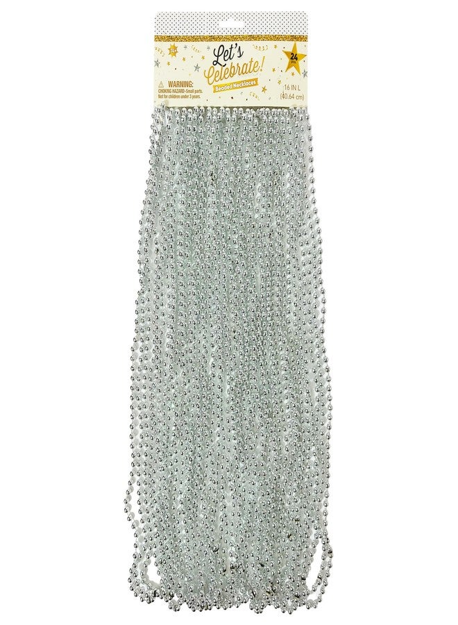 LUV HER Silver Metallic Beaded Necklaces 24-Pack - 33 Inch Long Party Accessories for Girls & Women - Fun Dress-Up & Pretend Play - Perfect for New Year’s Eve, Disco Nights, Weddings & Graduation Celebrations - Image 5